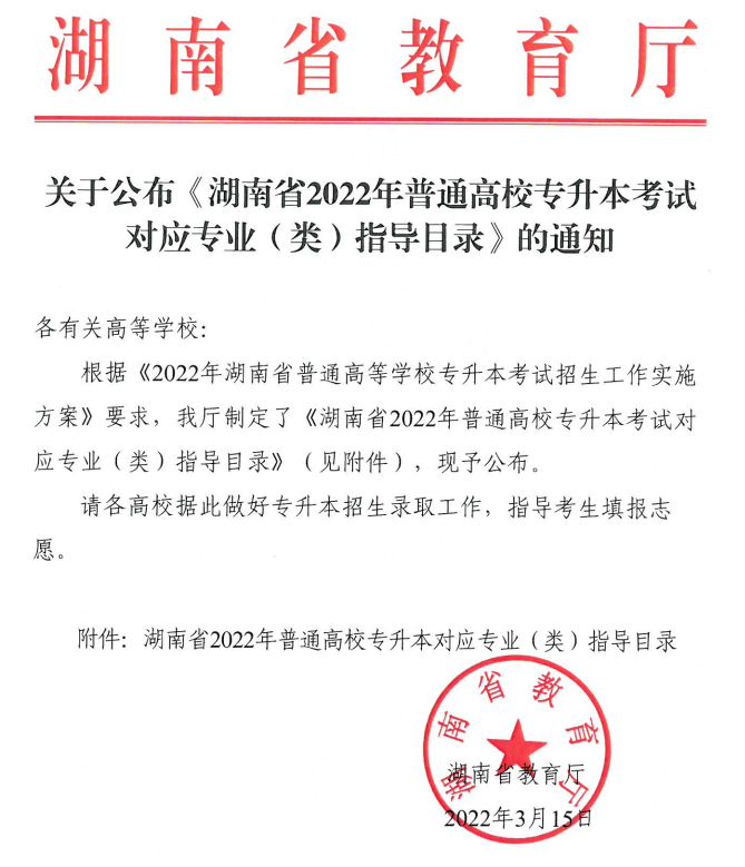 2022年湖南专升本专业对照表公布！对应专业（类）指导目录(图1)