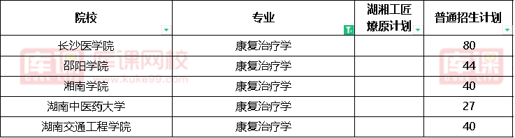 2022湖南康复治疗学专升本招生院校