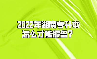 2022年湖南专升本怎么才能报名？(图1)