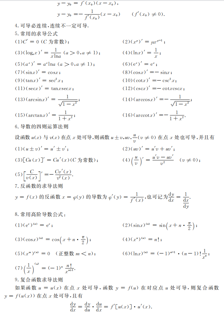 湖南专升本高等数学常用公式总结(一)(图3)