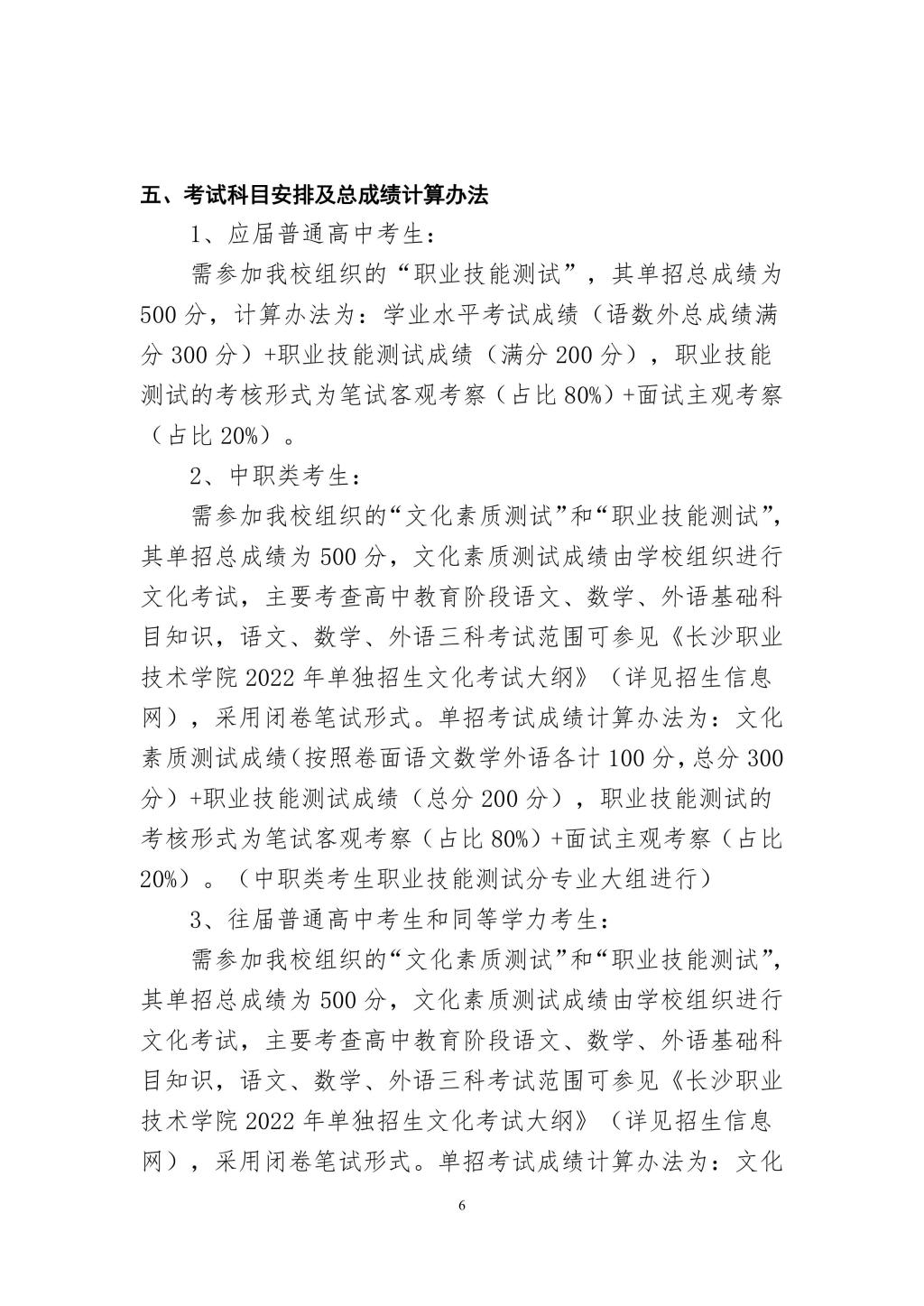 长沙职业技术学院2022年单独招生简章(图6)