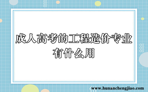 成人高考的工程造价专业有什么用